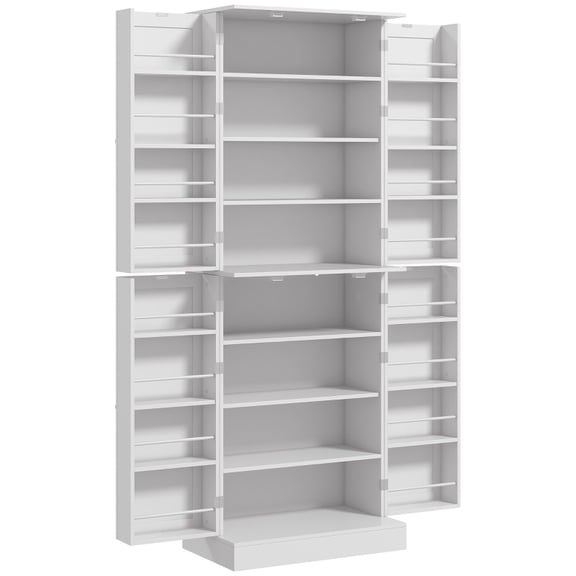 Alvantor Kitchen Pantry Storage Cabinet with 4 Doors & 16 Door Shelves 23.6" W x 13.8" D x 65.4" H White