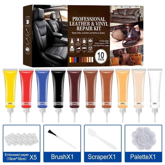 Alvantor Professional Leather Repair Kit for Furniture, Sofa, Jacket, Car Seats and Purse, Super Easy Instructions, Match Any Color Vinyl Repair Kit