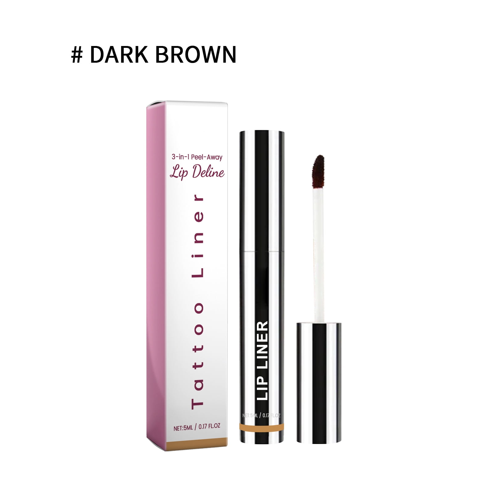 Alvantor Lip Liner, Long Lasting Waterproof Peel Off Lip Stain, Highly Pigmented Color and Transfer Proof Matte Finish, Dark Brown 0.17fl.oz