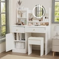 thumbnail image 1 of Alvantor Makeup Vanity Desk with Mirror and Lights, Adjustable Brightness Dressing Table with Cushioned Chair, White, 1 of 8