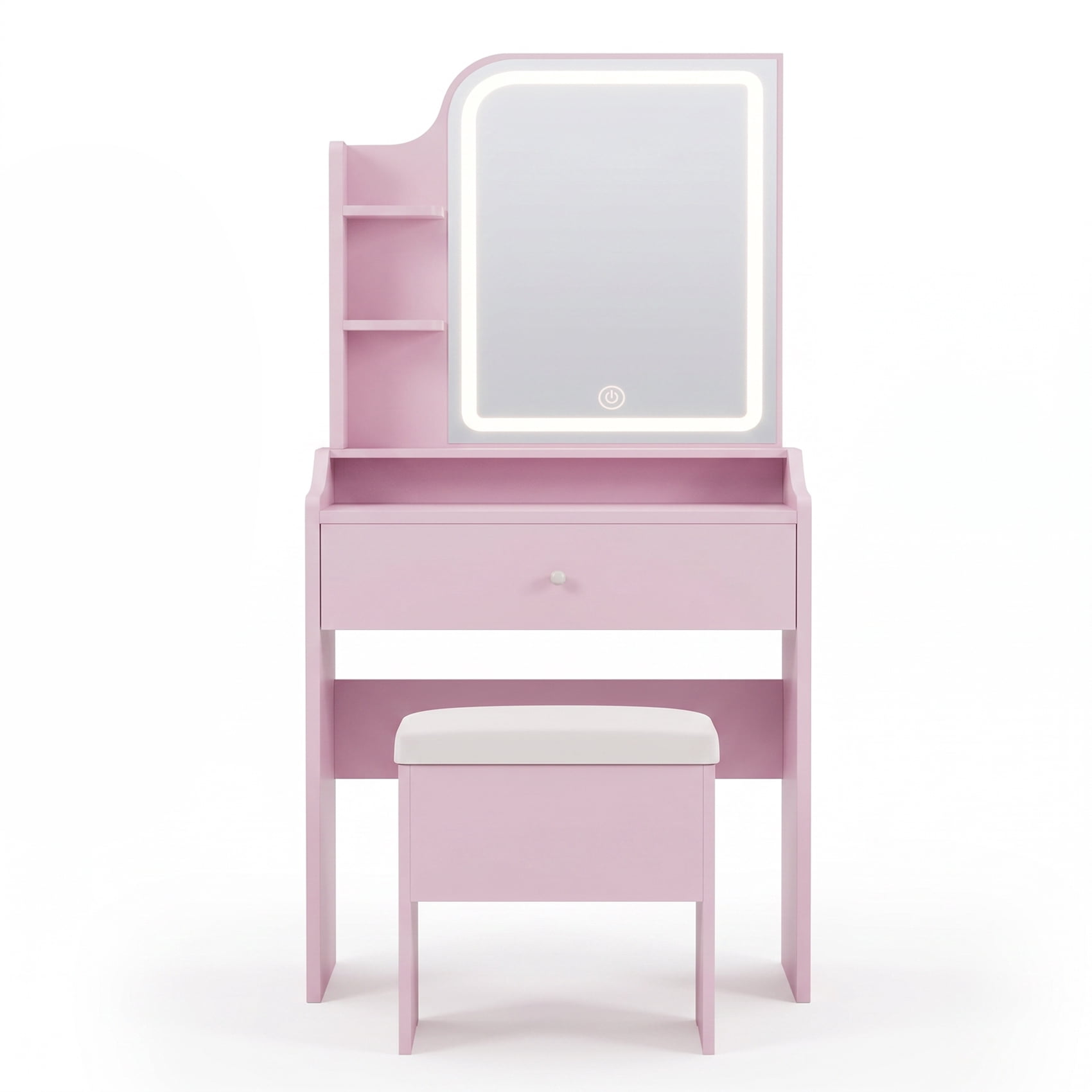 Alvantor Vanity Desk Set With Mirror, Lights, Storage Drawer, And Stool
