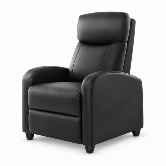 Alvantor Manual Recliner Chair with 8 Massage Modes, Lumbar Heat and Steel Frame, PU Leather, Black, 27.10 x 34.20 x 38.50 in