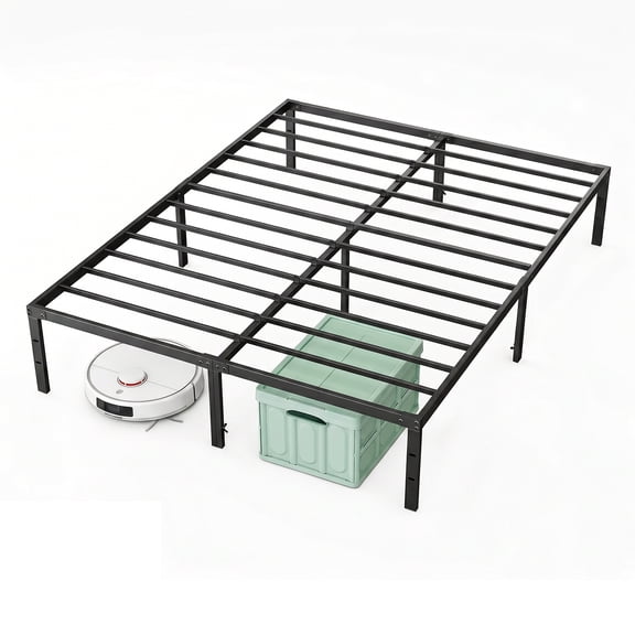Alvantor Metal Bed Frame 12 Inch Tall, Heavy Duty Sturdy Mattress Foundation, No Box Spring Needed, Easy to Assemble, Under-bed Storage Space, Black