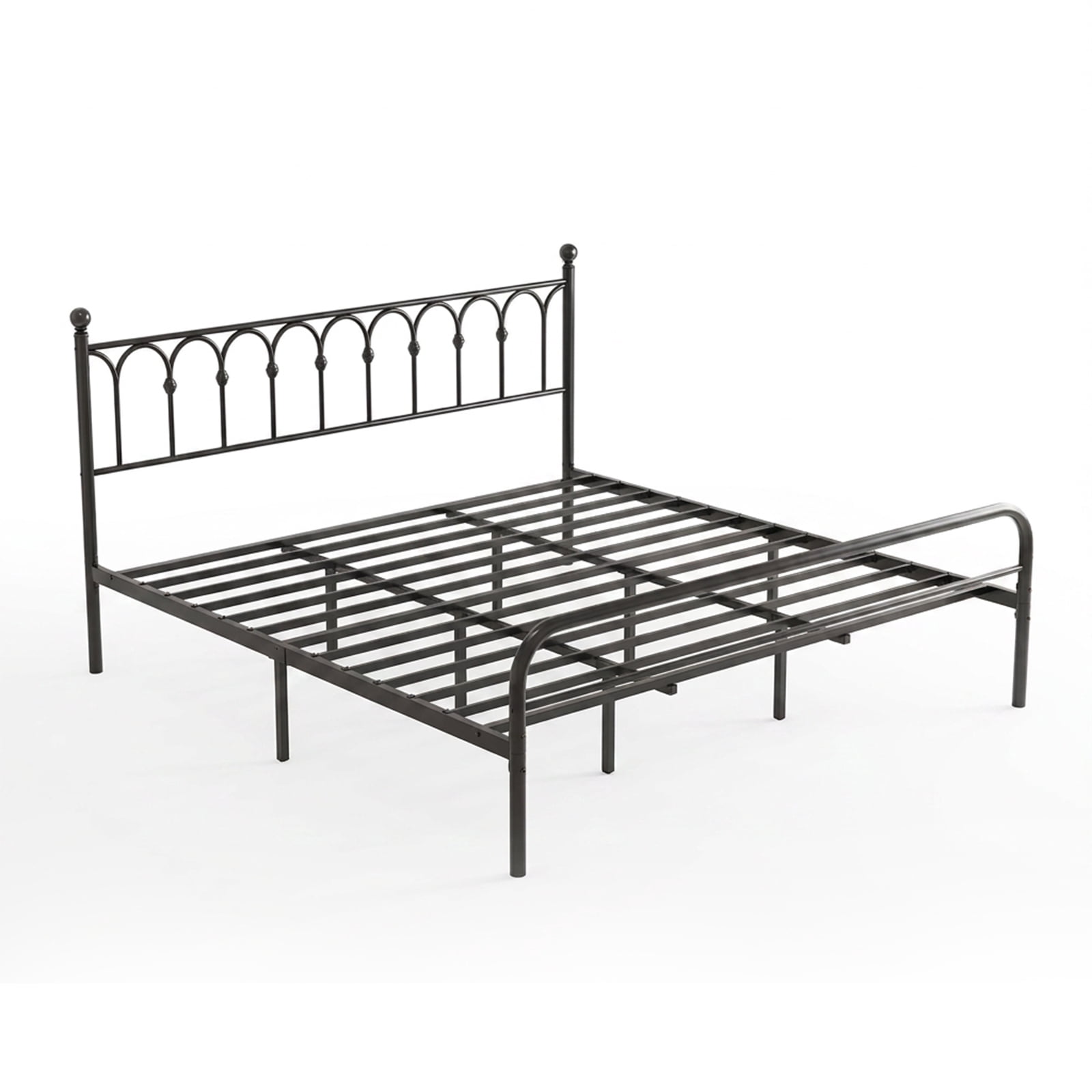 Alvantor Metal Platform Bed Frame, Classic Iron Art Headboard & Footboard, Stable & Noiseless, 11.9 Inch Under Bed Storage, No Box Spring Needed, Easy Assembly, Black