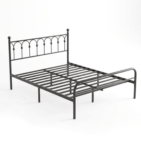 Alvantor Metal Platform Bed Frame, Classic Iron Art Headboard & Footboard, Stable & Noiseless, 11.9 Inch Under Bed Storage, No Box Spring Needed, Easy Assembly, Black