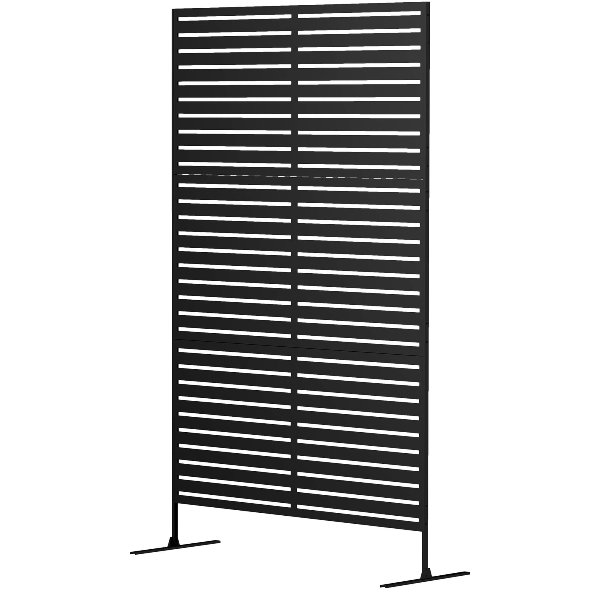 Alvantor 78" x 48" Metal Privacy Screen Freestanding Decorative Outdoor Fence, Black