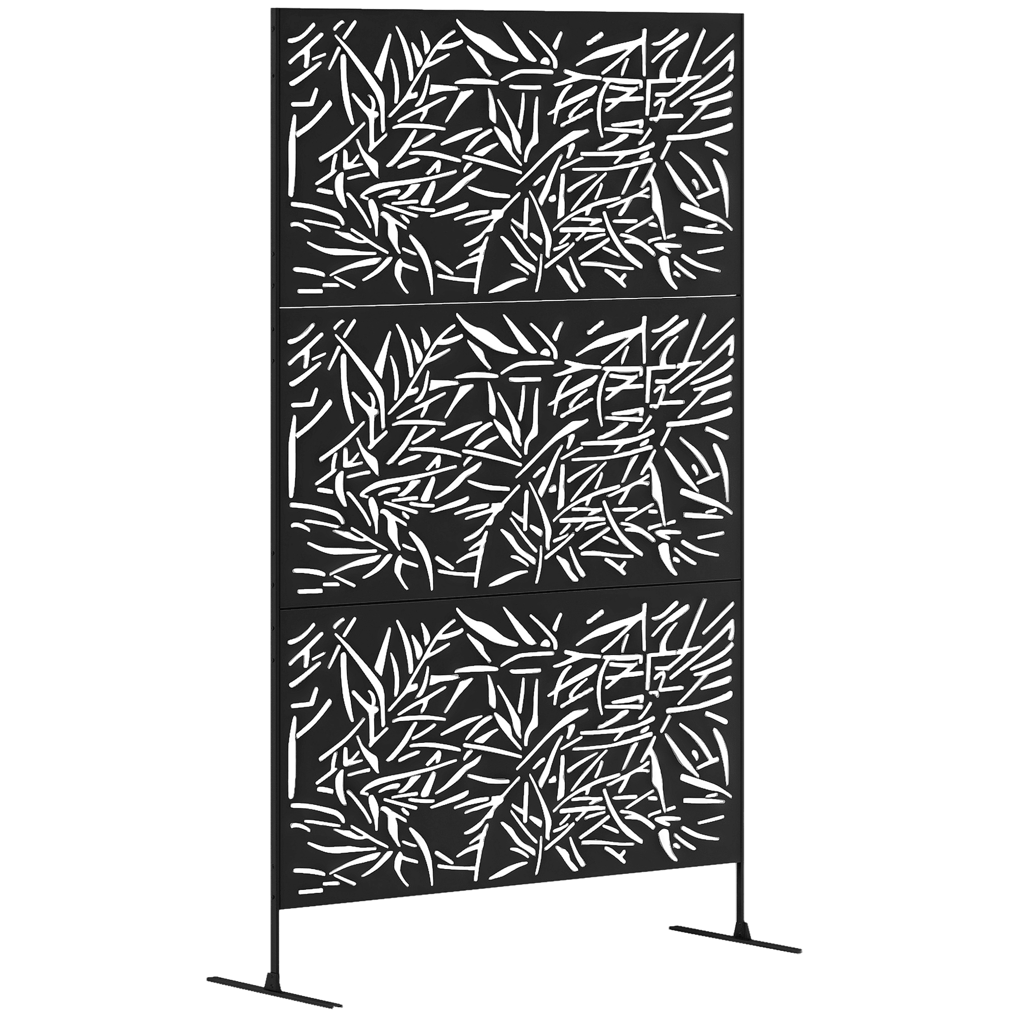 Alvantor Freestanding Outdoor Decorative Privacy Screen Bamboo Black