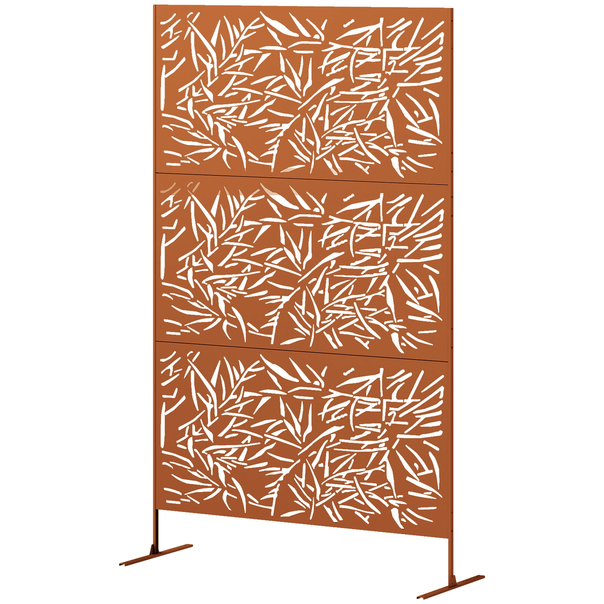 Alvantor Freestanding Metal Bamboo Brown Privacy Screen - Outdoor Decorative Divider