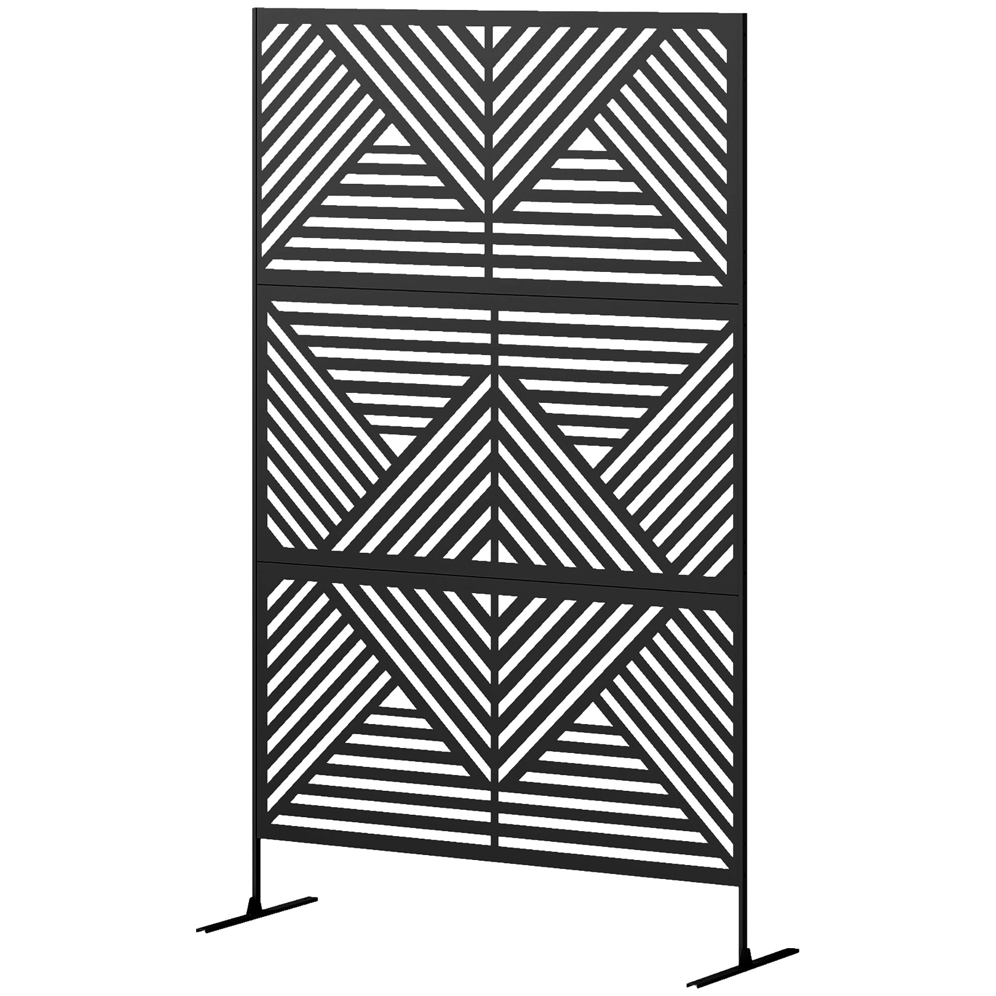 Alvantor Freestanding Outdoor Privacy Fence Screen Black Metal Rhombus Decorative