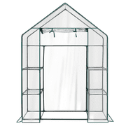 Alvantor Mini Walk-In Greenhouse with PVC Cover, 4-Shelf Indoor Outdoor Garden Plant Shelves, Roll-Up Zipper Door, 56x29x77