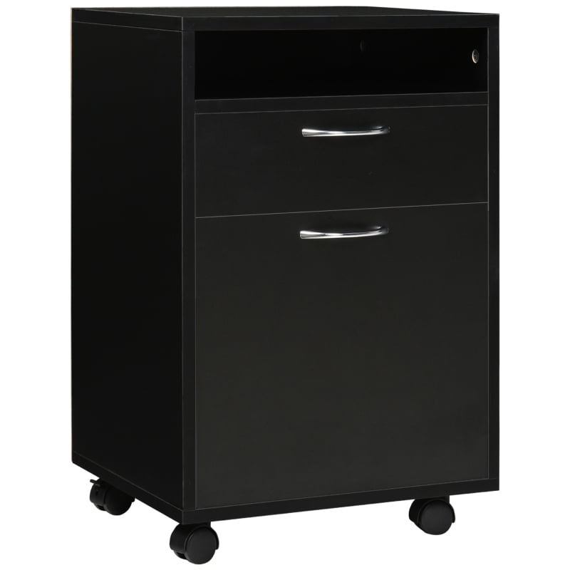 Alvantor Mobile Printer Storage Cabinet with Drawer & Cabinet, Rolling Organizer on Wheels 15.7"W x 13.8"D x 23.6"H Black