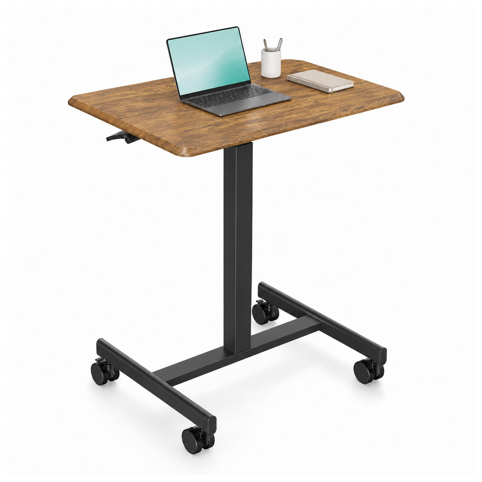 Alvantor Mobile Rolling Desk with Wheels Adjustable Height, Portable Rolling Laptop Desk with 2 Lockable Wheels, Adjustable Height Computer Workstation for Home Office