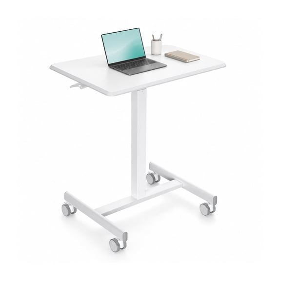 Alvantor Mobile Rolling Desk with Wheels Adjustable Height, Portable Rolling Laptop Desk with 2 Lockable Wheels, Adjustable Height Computer Workstation for Home Office