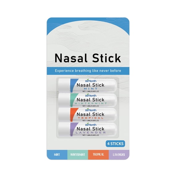 Alvantor Nasal Stick Aromatherapy Inhaler for Breathing Relief and Essential Oil Care, 4 Sticks