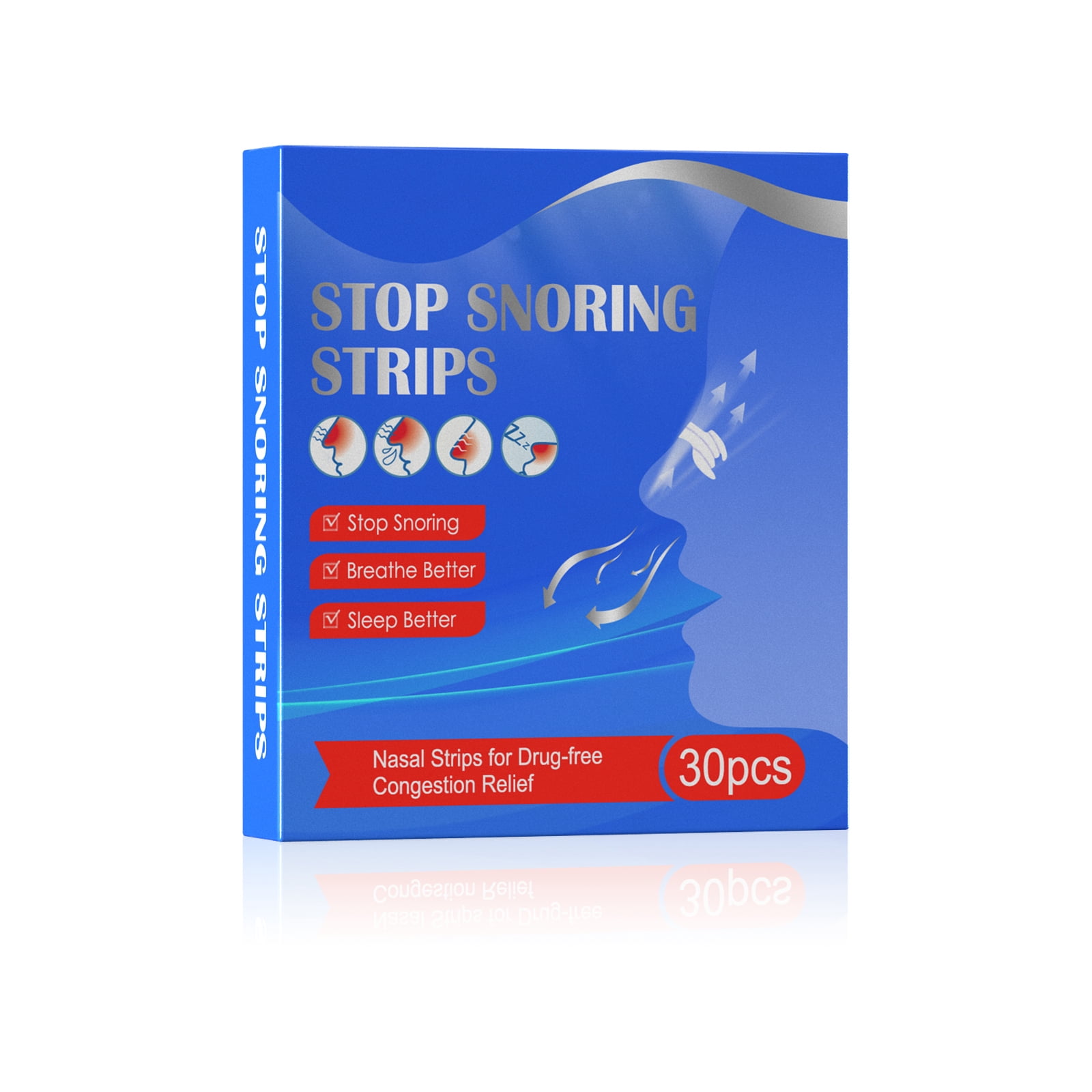 Alvantor Nasal Strips for Breathing, Extra Strength Nose Strips for Snoring Relief, Nasal Congestion & Sleep Aid, 30 Count