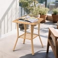 thumbnail image 1 of Alvantor Natural Wicker Small Side Table 18 x 18x 22.6 in Outdoor Patio End Table with Ripple Tempered Glass Top and Lower Shelf, 1 of 7