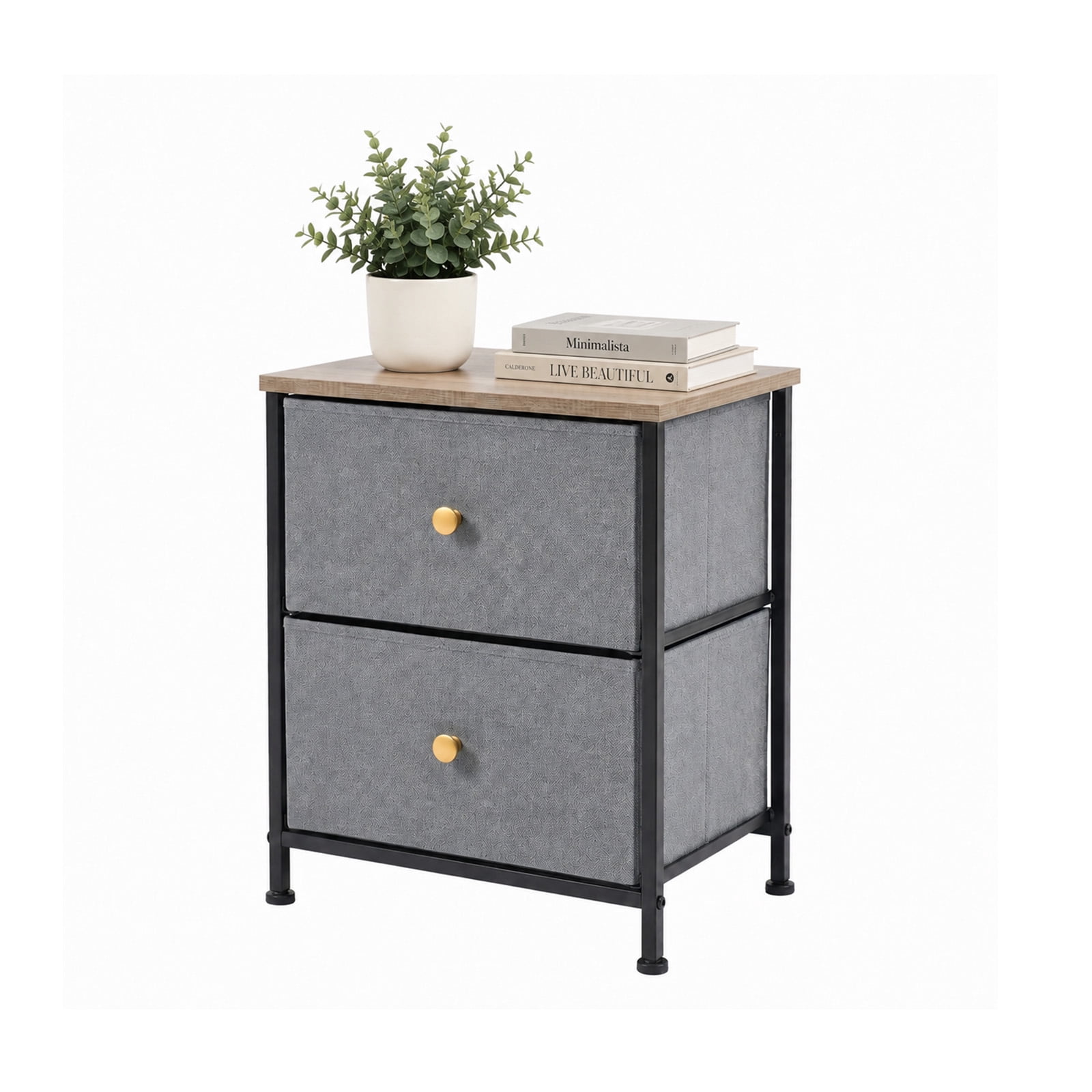 Alvantor Nightstand with 2 Storage Drawers, Small Bedside Table, Small Dresser with Sturdy Wooden Top for Daily Essentials, Compact Nightstand for Bedroom and Small Spaces