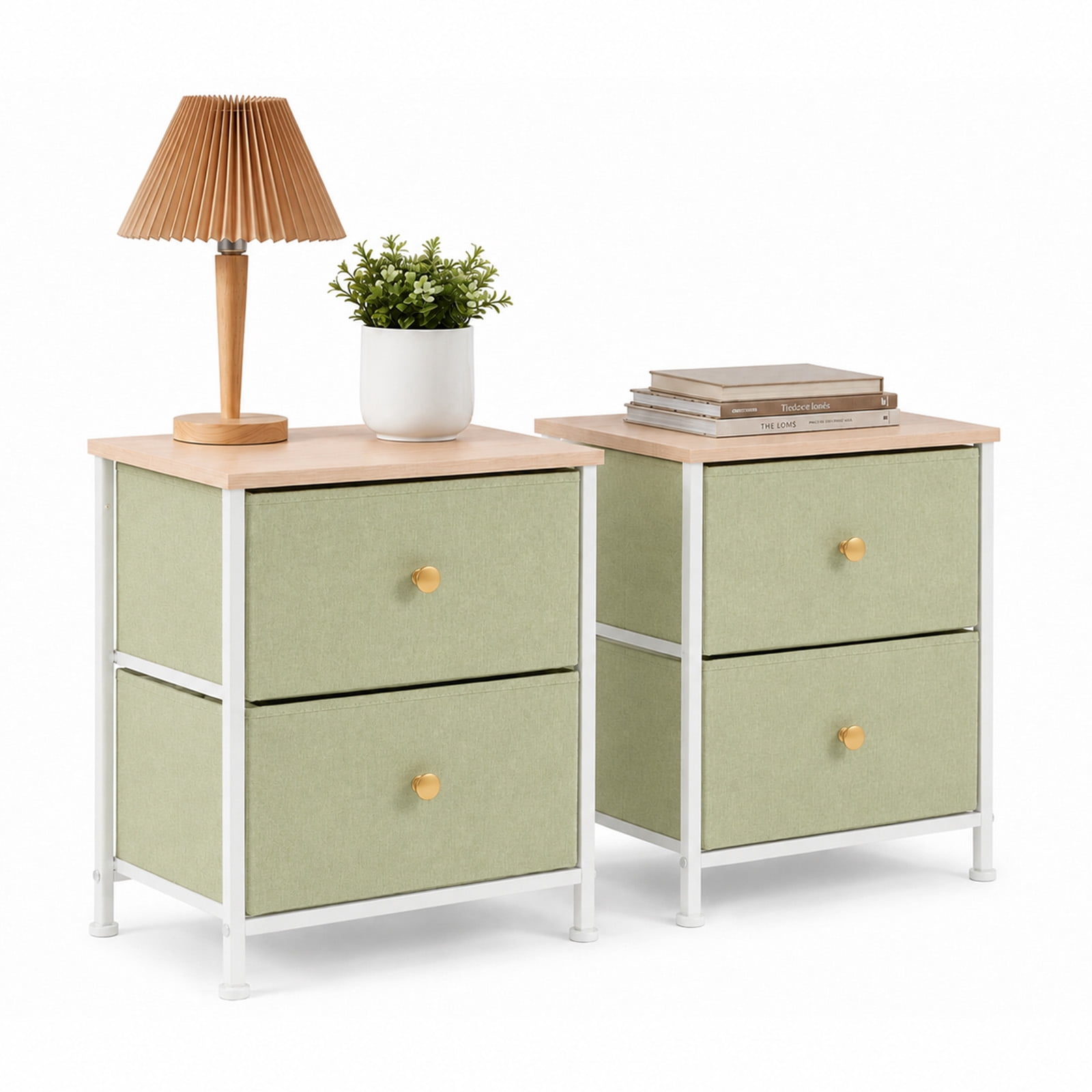 Alvantor Nightstand with 2 Storage Drawers, Small Bedside Table, Small Dresser with Sturdy Wooden Top for Daily Essentials, Compact Nightstand for Bedroom and Small Spaces