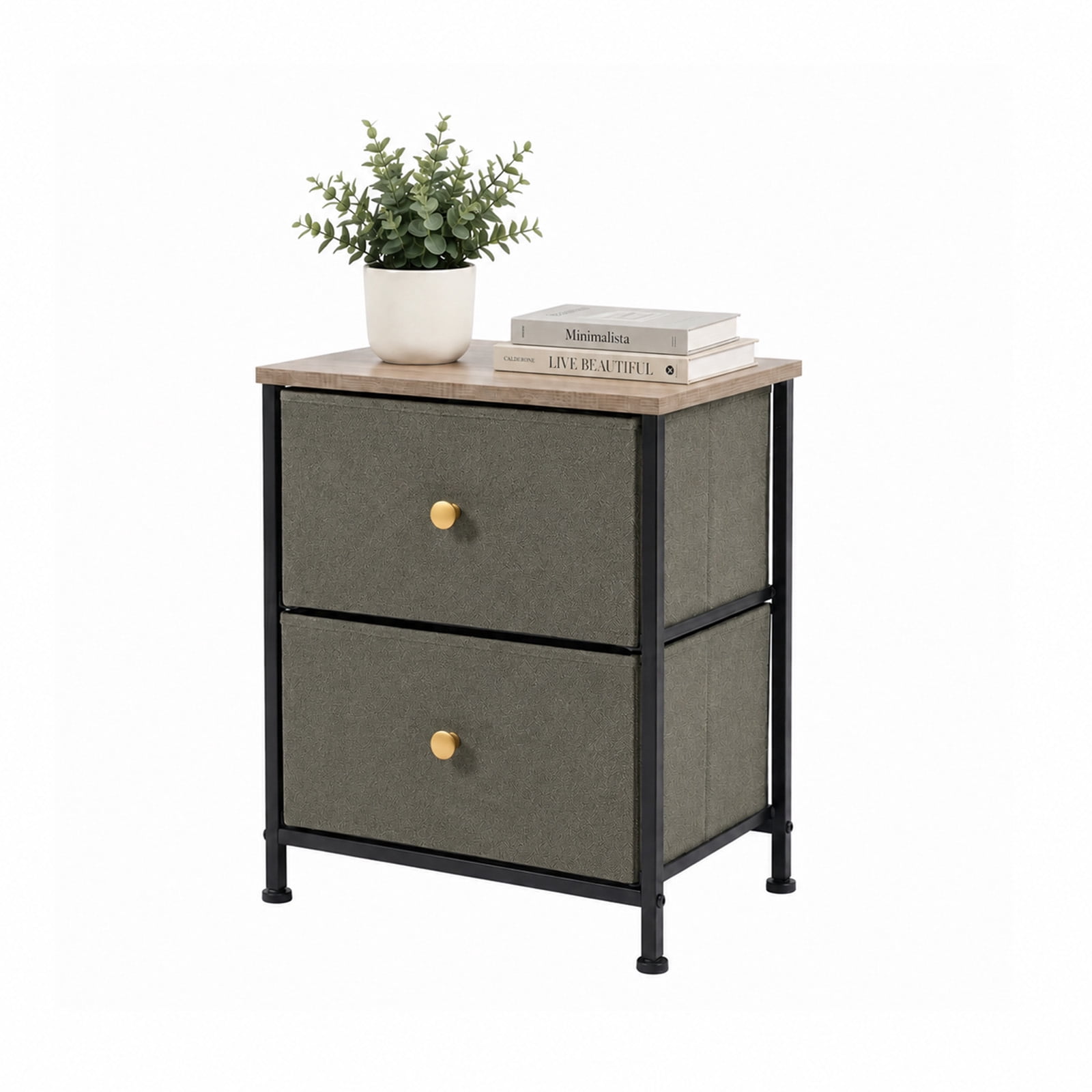 Alvantor Nightstand with 2 Storage Drawers, Small Bedside Table, Small Dresser with Sturdy Wooden Top for Daily Essentials, Compact Nightstand for Bedroom and Small Spaces