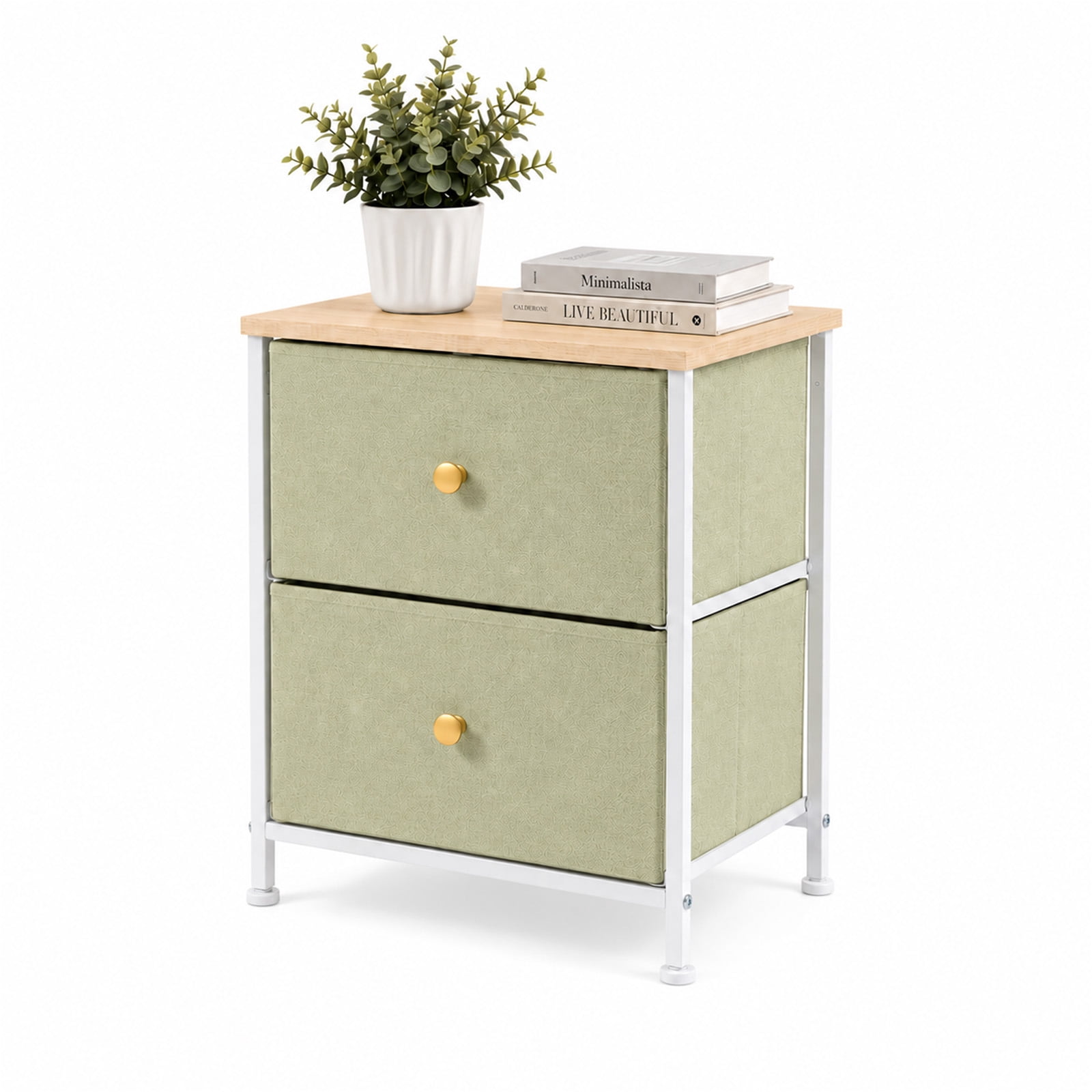 Alvantor Nightstand with 2 Storage Drawers, Small Bedside Table, Small Dresser with Sturdy Wooden Top for Daily Essentials, Compact Nightstand for Bedroom and Small Spaces