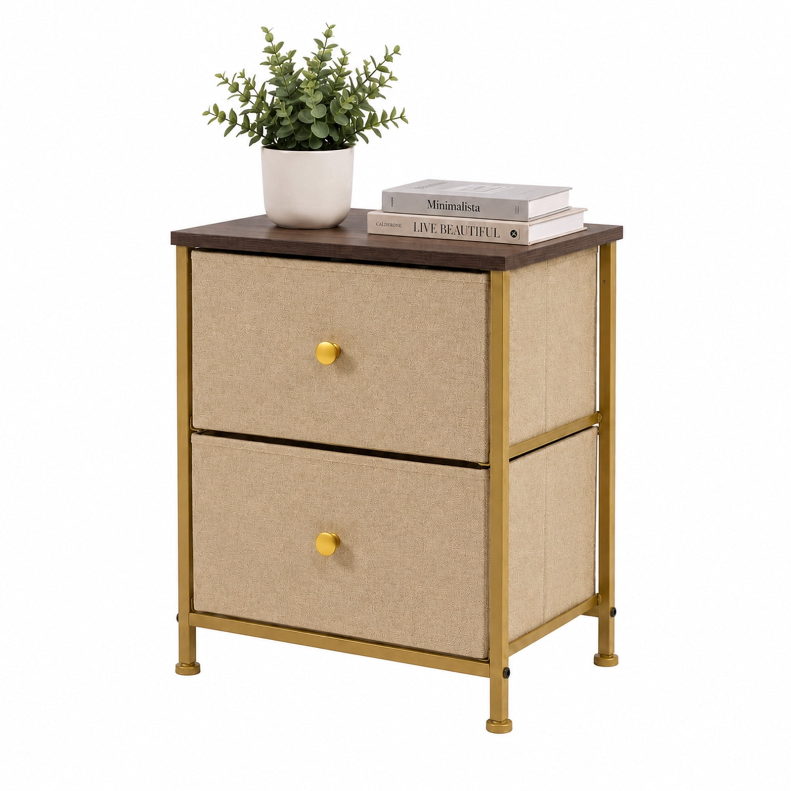 Alvantor Nightstand with 2 Storage Drawers, Small Bedside Table, Small Dresser with Sturdy Wooden Top for Daily Essentials, Compact Nightstand for Bedroom and Small Spaces