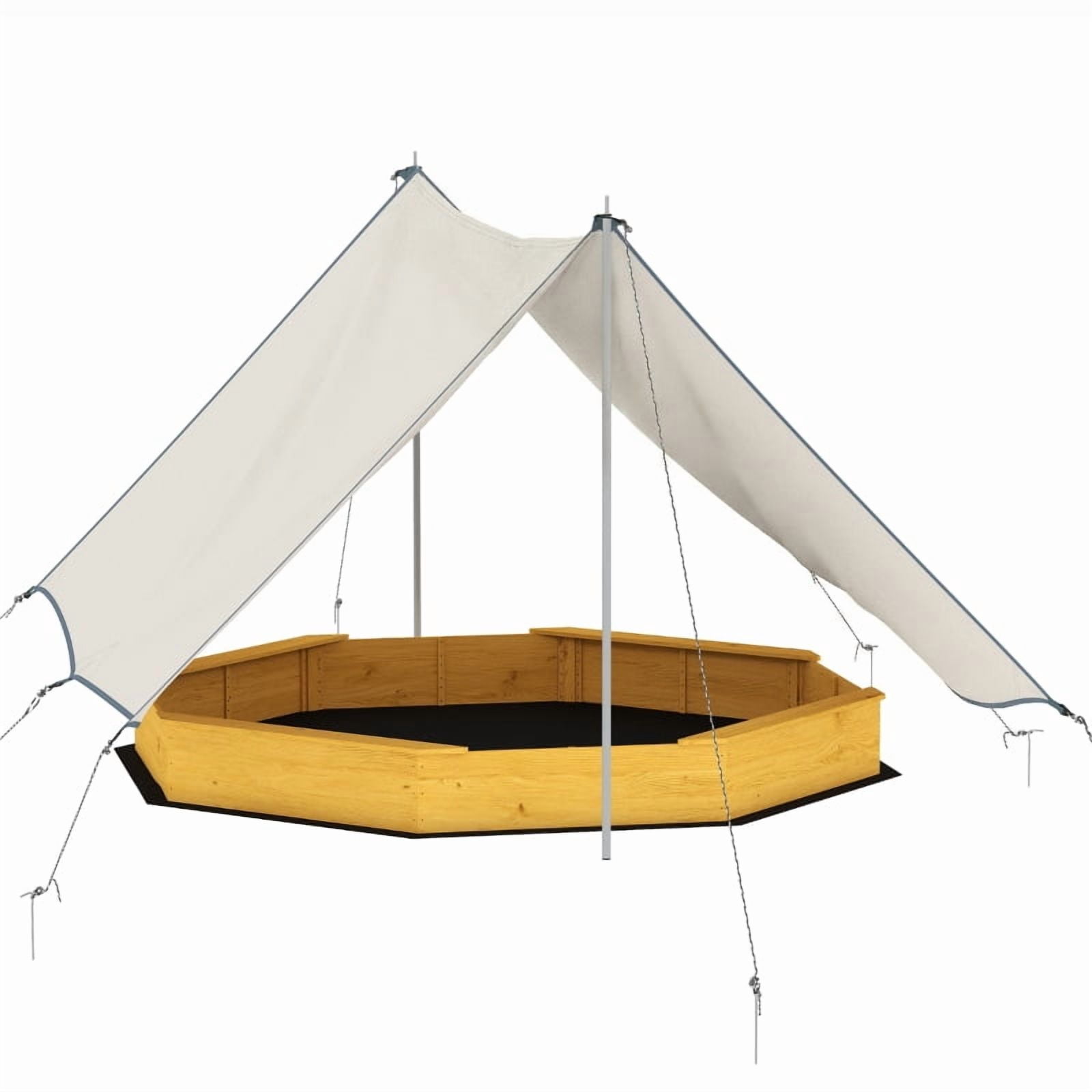 Alvantor Octagonal Wooden Sandbox with Canopy, Outdoor Sand Box with 4 Bench Seats for Kids Aged 3-8 Yellow 84.4"