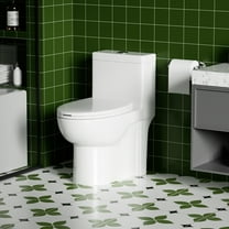Alvantor One-Piece Toilets, Comfort Elongated Toilets Powerful 1.1/1.6 GPF Dual Flush Toilet, Soft Closing Seat,White
