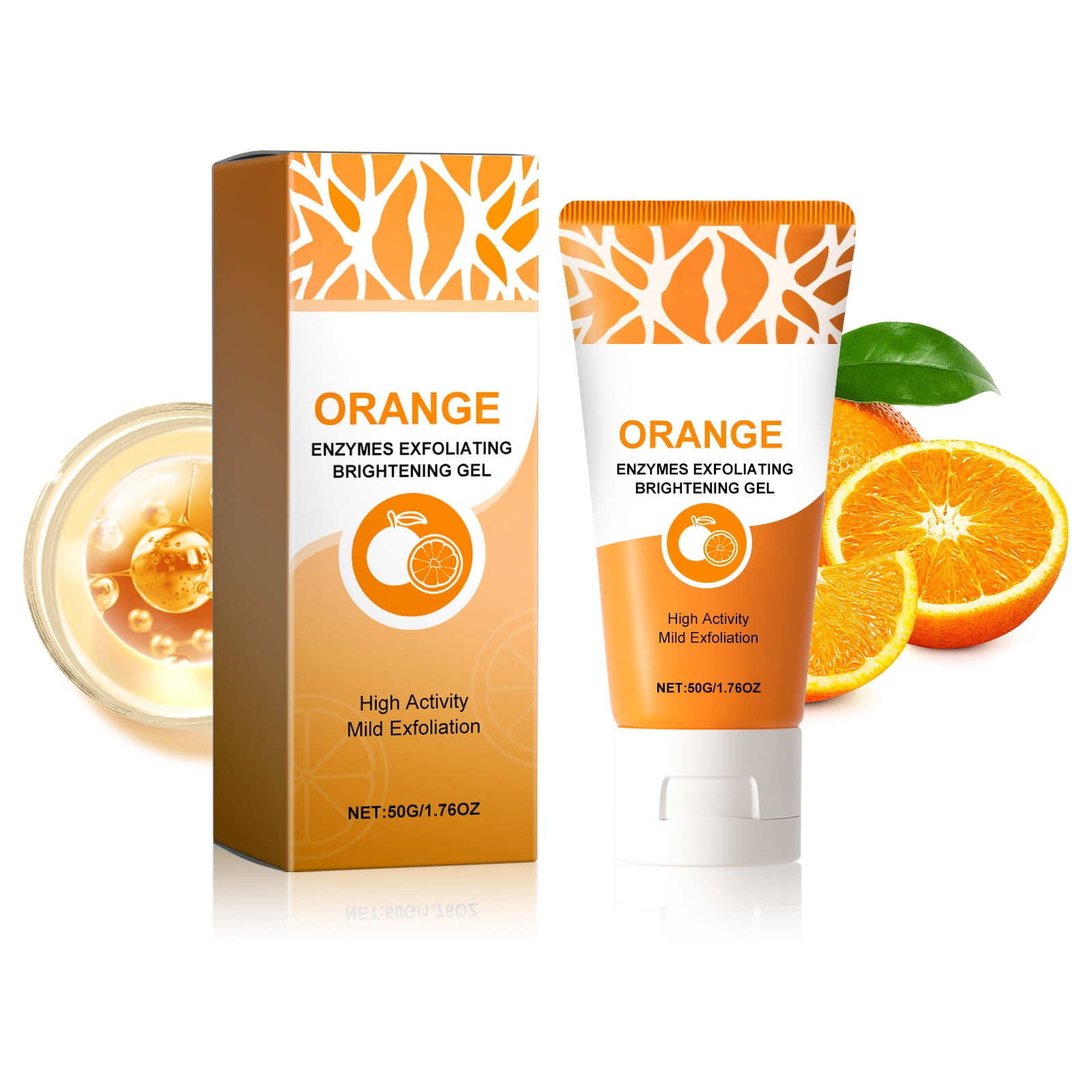 Alvantor Orange Enzymes Exfoliating Gel for Face and Body, Smooth Skin for All Skin Types, 1.76oz