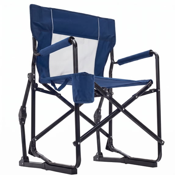 Alvantor Outdoor Folding Rocking Camping Chair, Portable Mesh Lawn Chairs with Comfortable Mesh Backrest, Waterproof Armrests and Sturdy Frame
