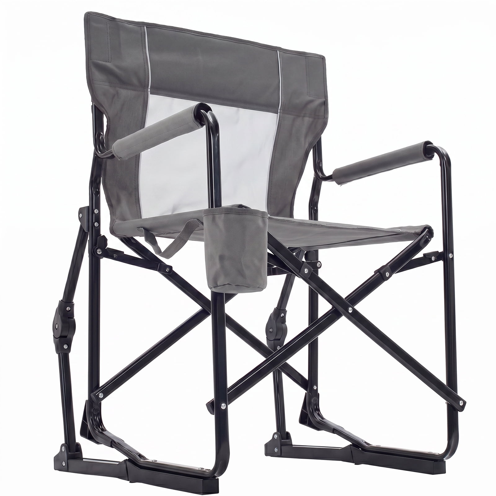 Alvantor Outdoor Folding Rocking Camping Chair, Portable Mesh Lawn Chairs with Comfortable Mesh Backrest, Waterproof Armrests and Sturdy Frame