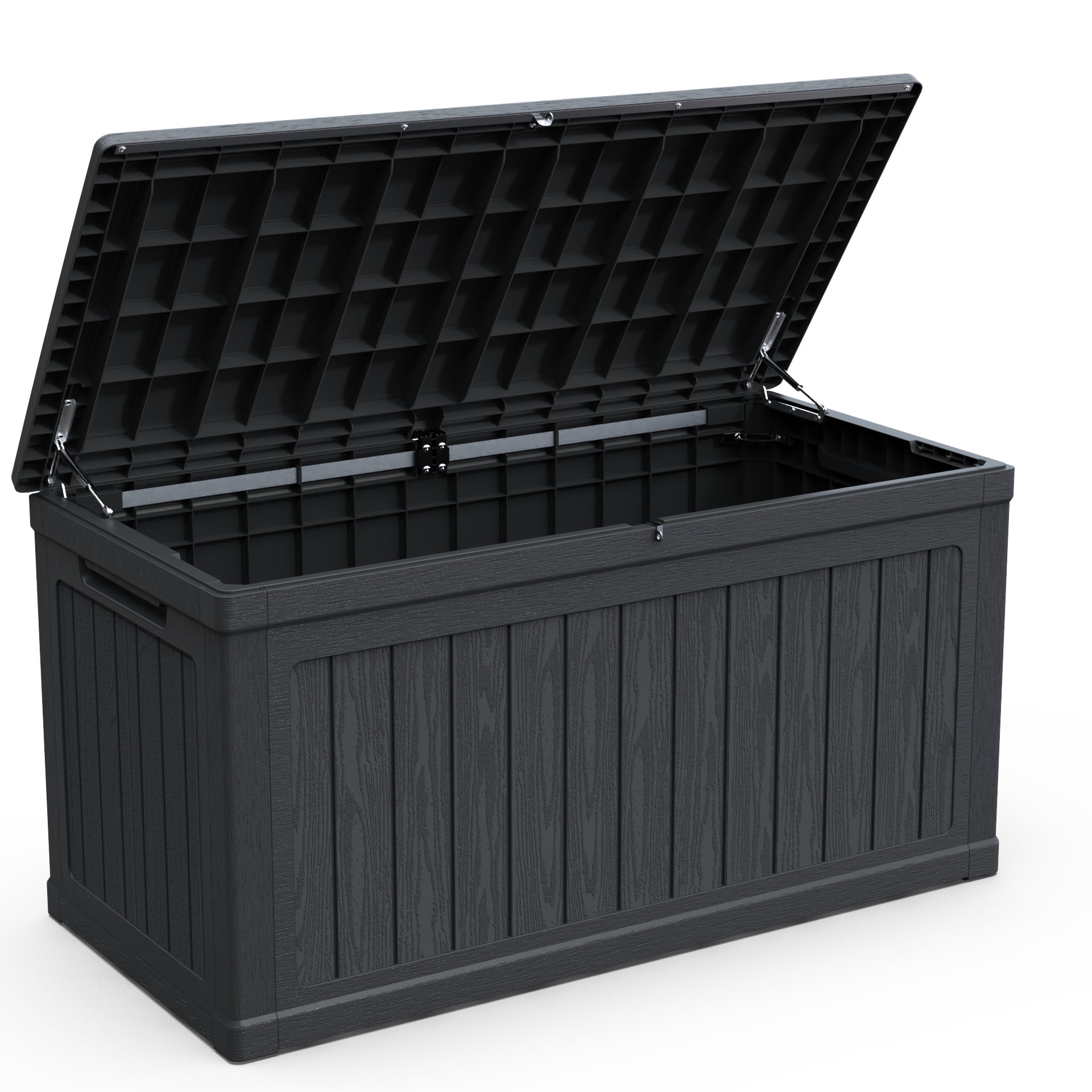Alvantor Outdoor Storage Box Waterproof Resin Deck Box Lockable in Black, 230 Gallon XXL