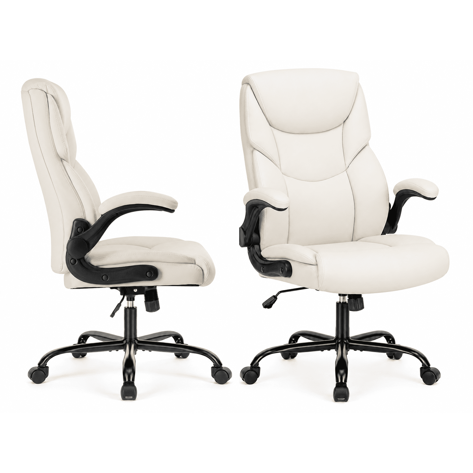 Alvantor PU Leather Executive Office Chair, Ergonomic Big and Tall Computer Desk Chairs, Breathable Leather Chair with Adjustable Flip-up Armrests, Adjustable Lumbar Support, Heavy Duty 300lbs