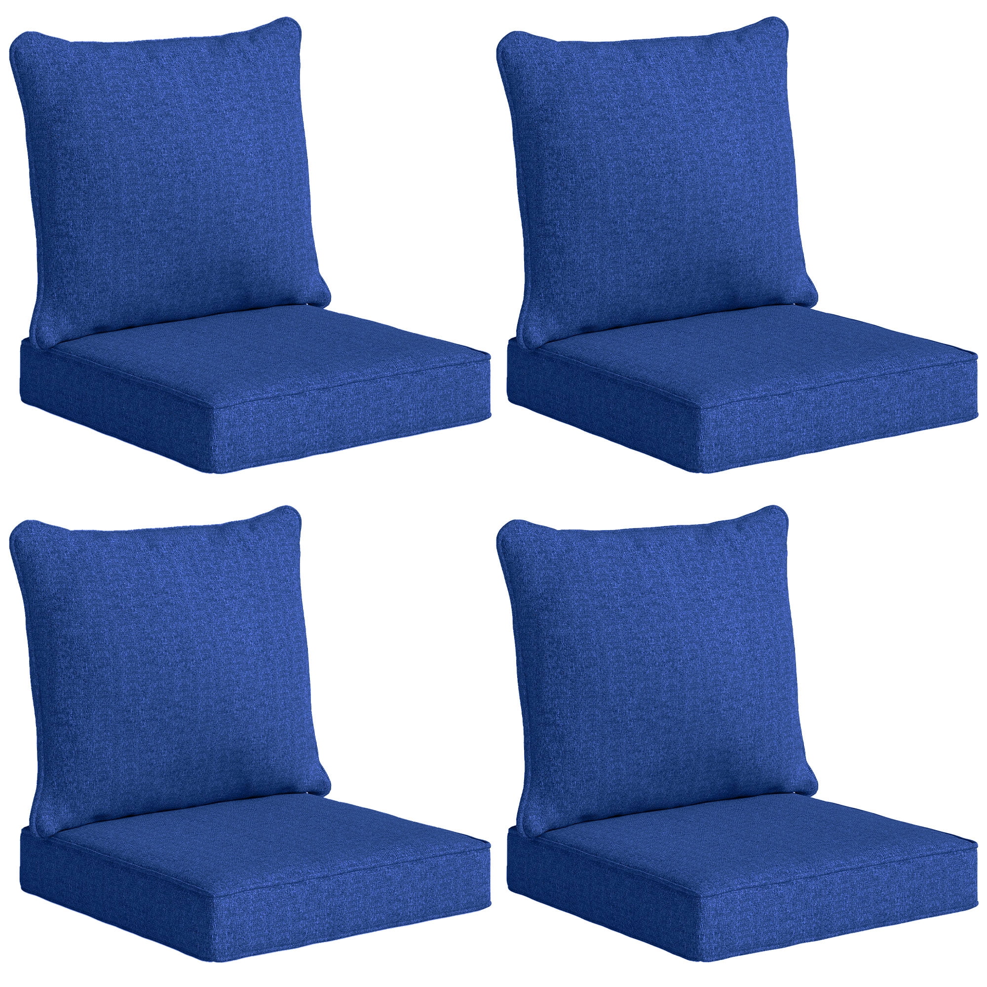Alvantor Patio Chair Cushions Set of 4 Fade Resistant Seat Replacement Cushion with Backrest Navy Blue