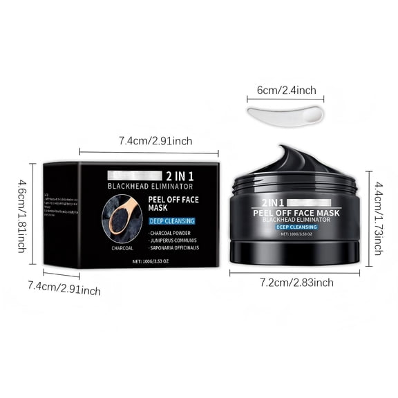 Alvantor 2 IN 1 Peel Off Face Mask for Cleansing with Bamboo Charcoal, Removes Blackheads, 3.53oz