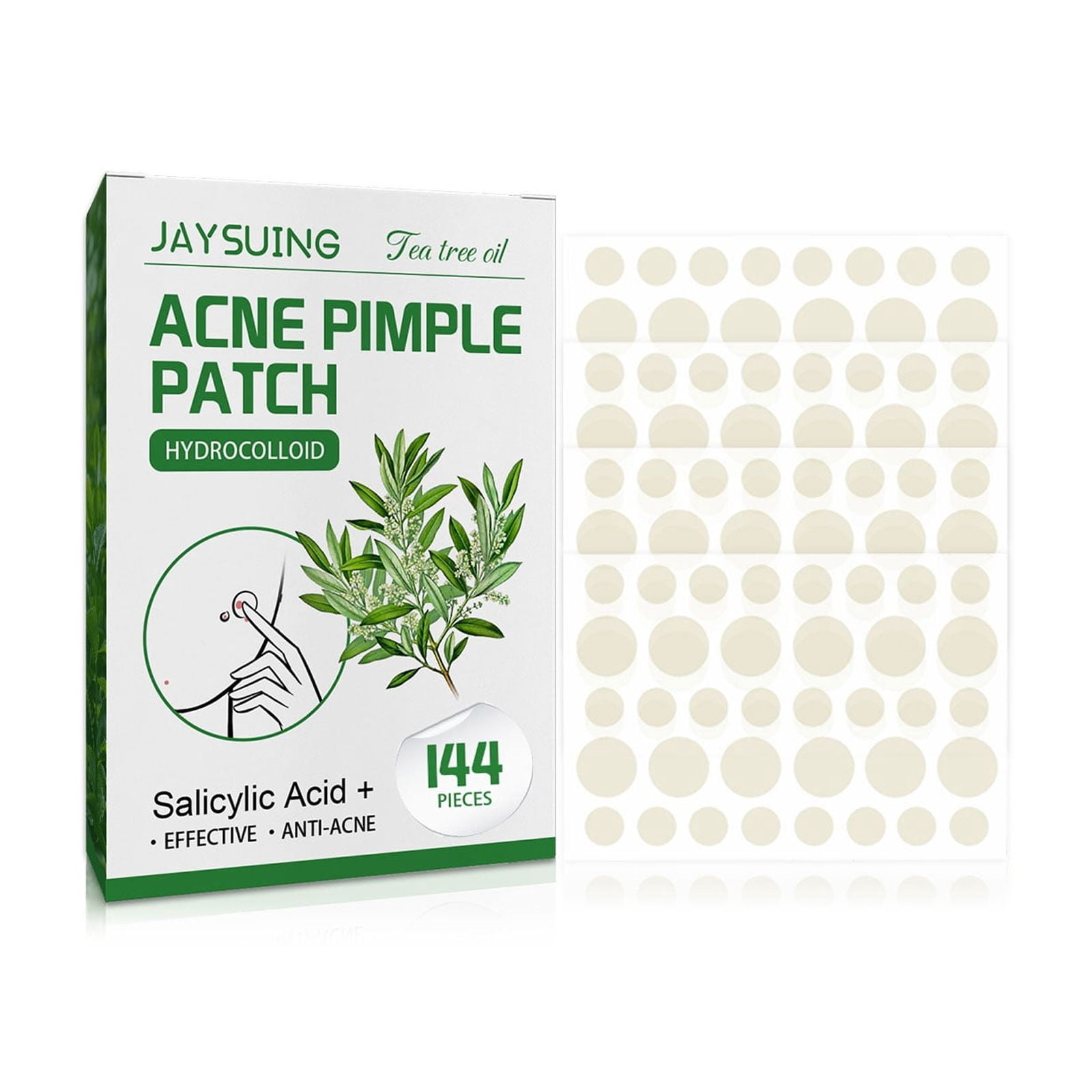 Alvantor Invisible Tea Tree Oil Hydrocolloid Pimple Patches for Face, 144pcs - Waterproof & Breathable