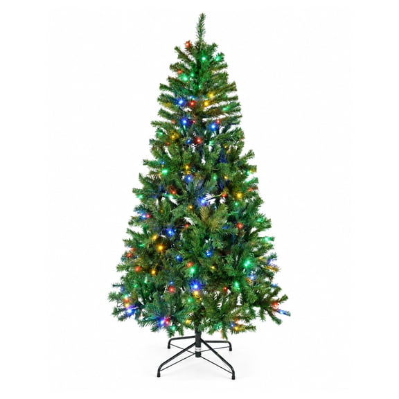 Alvantor Pre-Lit Artificial Christmas Tree with Colorful Lights for Home, Green 4.5FT