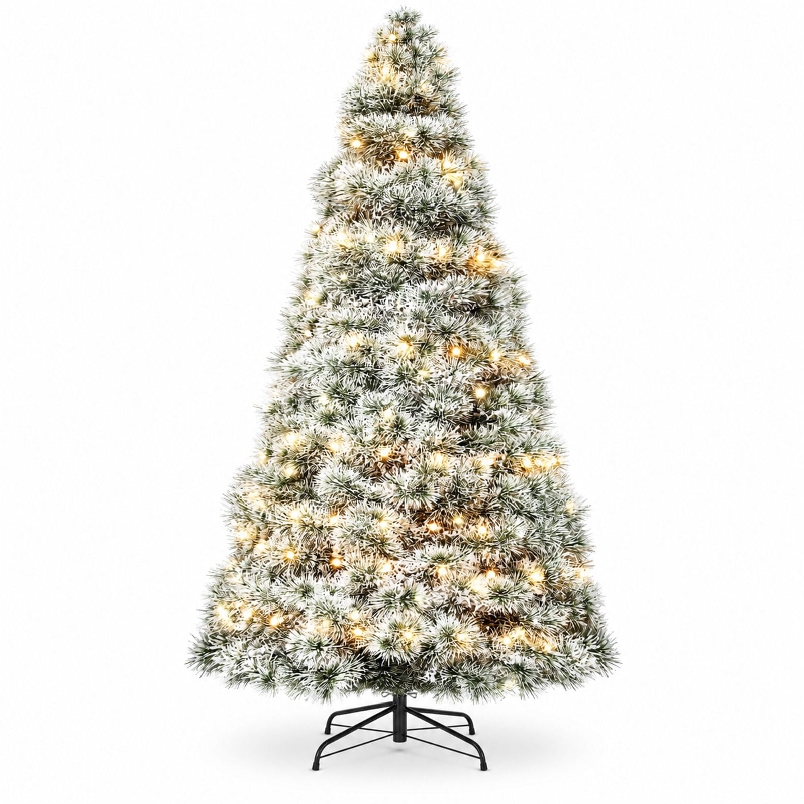 Alvantor Pre-Lit Christmas Tree, Flocking 4.5 FT Hinged Spruce, 120 LED Lights, 347 Tips