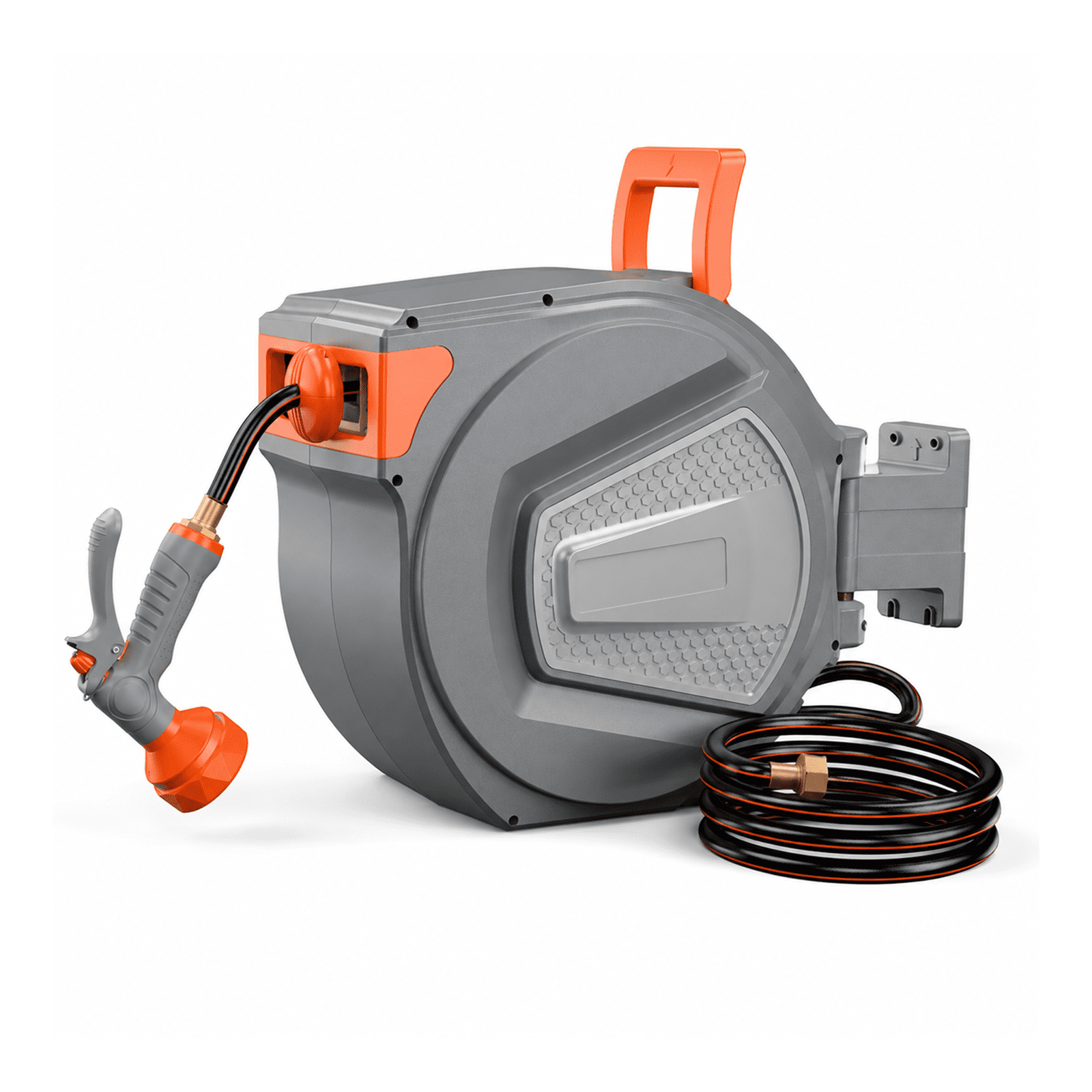 Alvantor Retractable Garden Hose Reel, 1/2" 65-130FT Wall Mount Light Grey, Ceiling/Wall Mount, 180° Swivel Mount