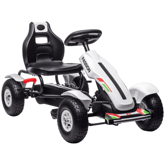 Alvantor Ride on Toys Kids Pedal Go Kart with Adjustable Seat & Rubber Wheels, 47.6"x22.8"x24" White