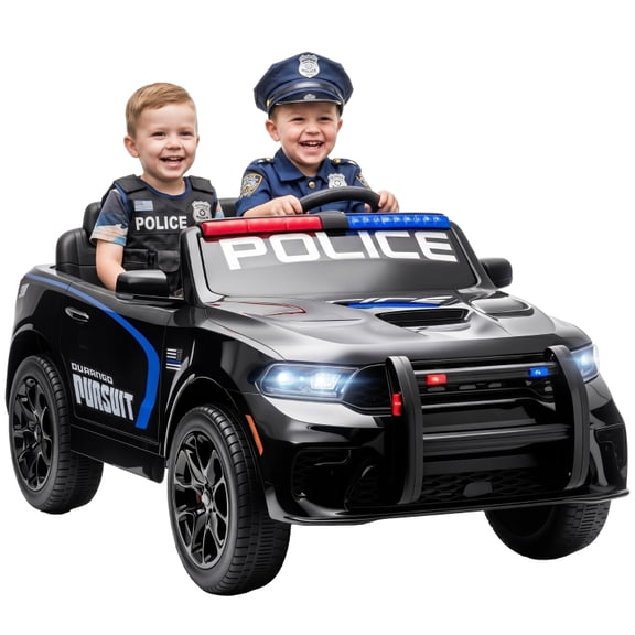 Alvantor Ride on Toys Licensed Dodge Police Car with 2 Seater & Remote, 47.2"x29.5"x24.4" Black