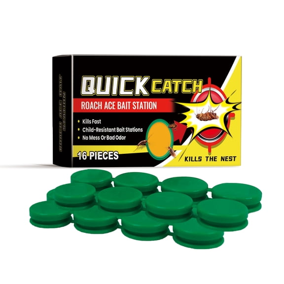 Alvantor Quick Catch Roach Killing Bait Indoor Kitchen, Cockroach Bait Stations for Home, Fast Acting Insect Repellent (16 Pack)