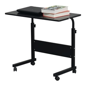 Alvantor Rolling Desk Adjustable Height Side Table P2 Chipboard Steel Black 31.5x15.75in