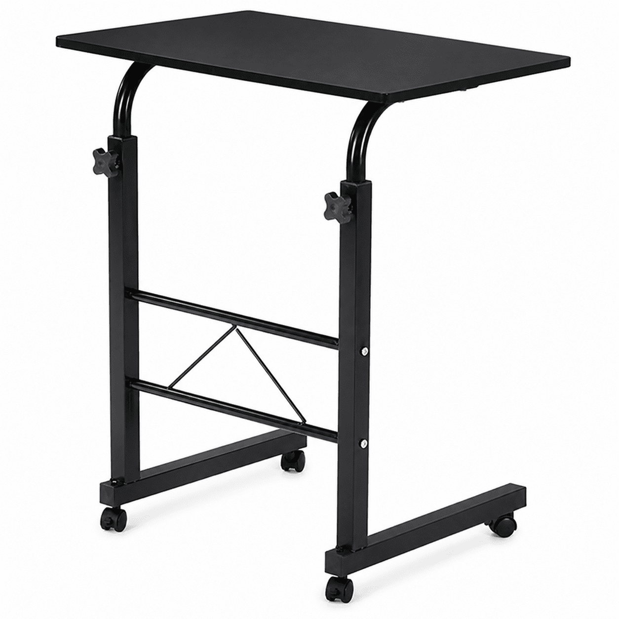 Alvantor Black Adjustable Rolling Laptop Table with Steel Frame