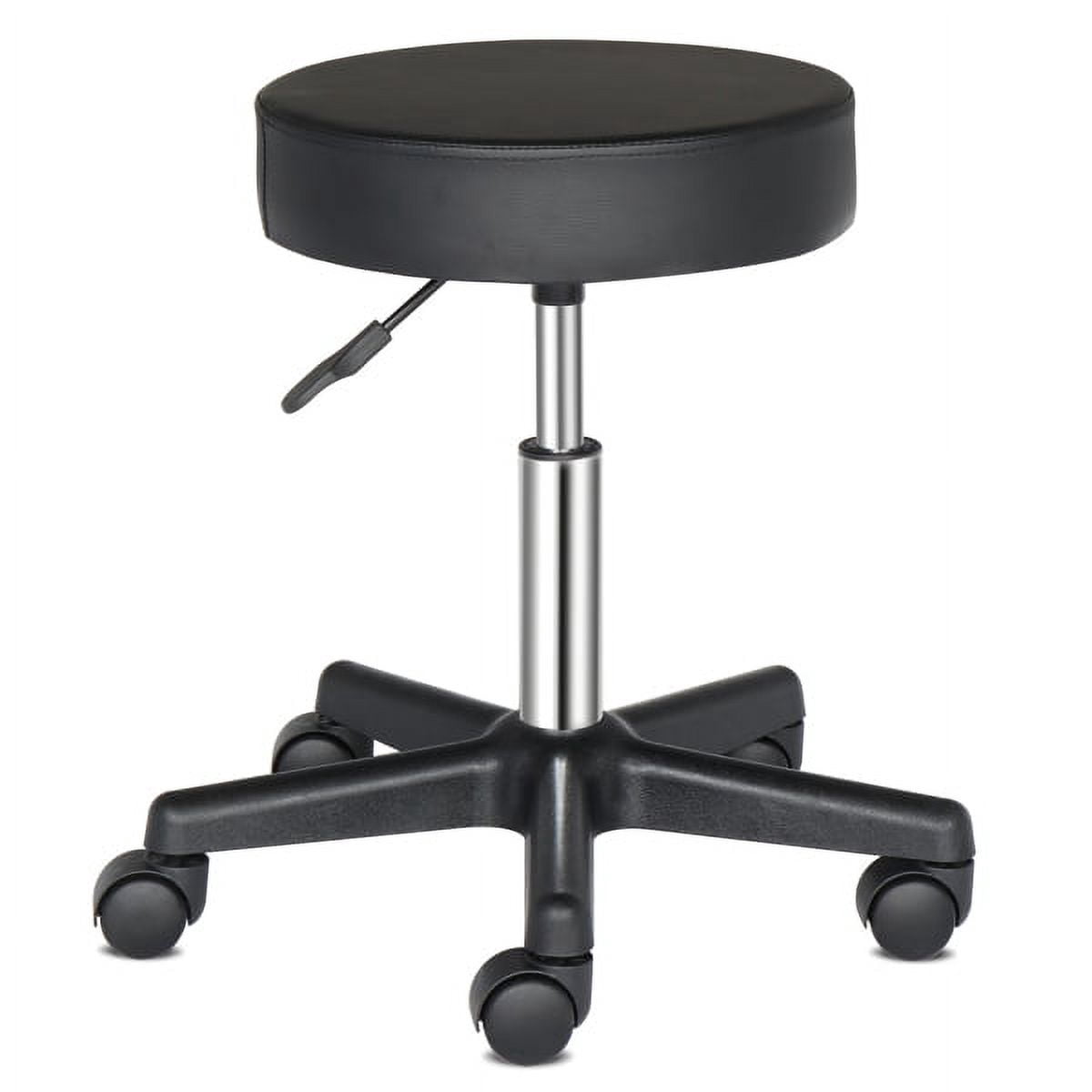 Alvantor Rolling Stool with 3.15 in Padded Round Seat, Adjustable Height and 360° Swivel, Black