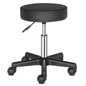 Alvantor Rolling Stool with 3.15 in Padded Round Seat, Adjustable Height and 360 Swivel, Black