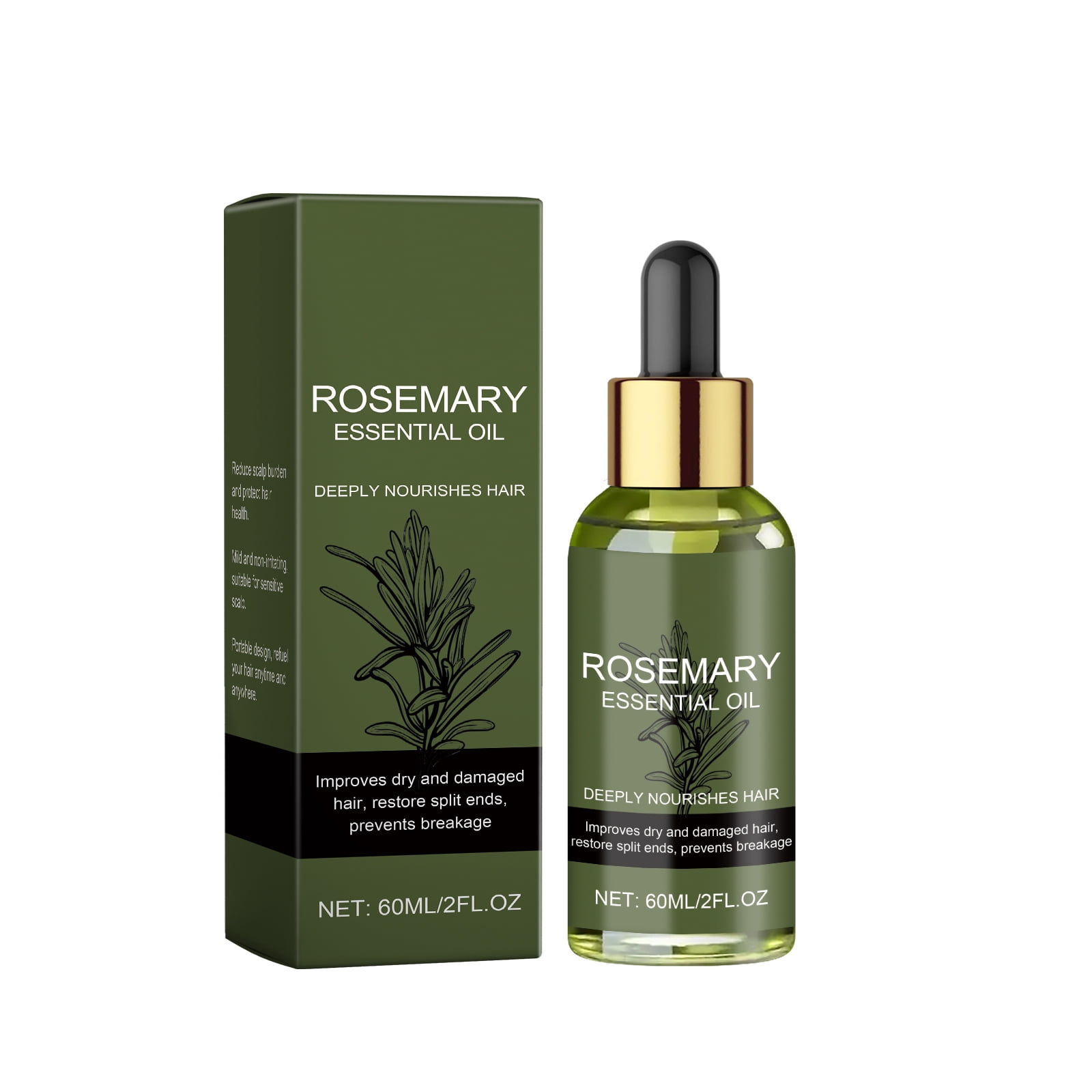 Alvantor Rosemary Hair Oil, Dry and Damaged Hair Care, Moisturizing & Strengthening Silky Oil for All Hair Types, 2fl.oz