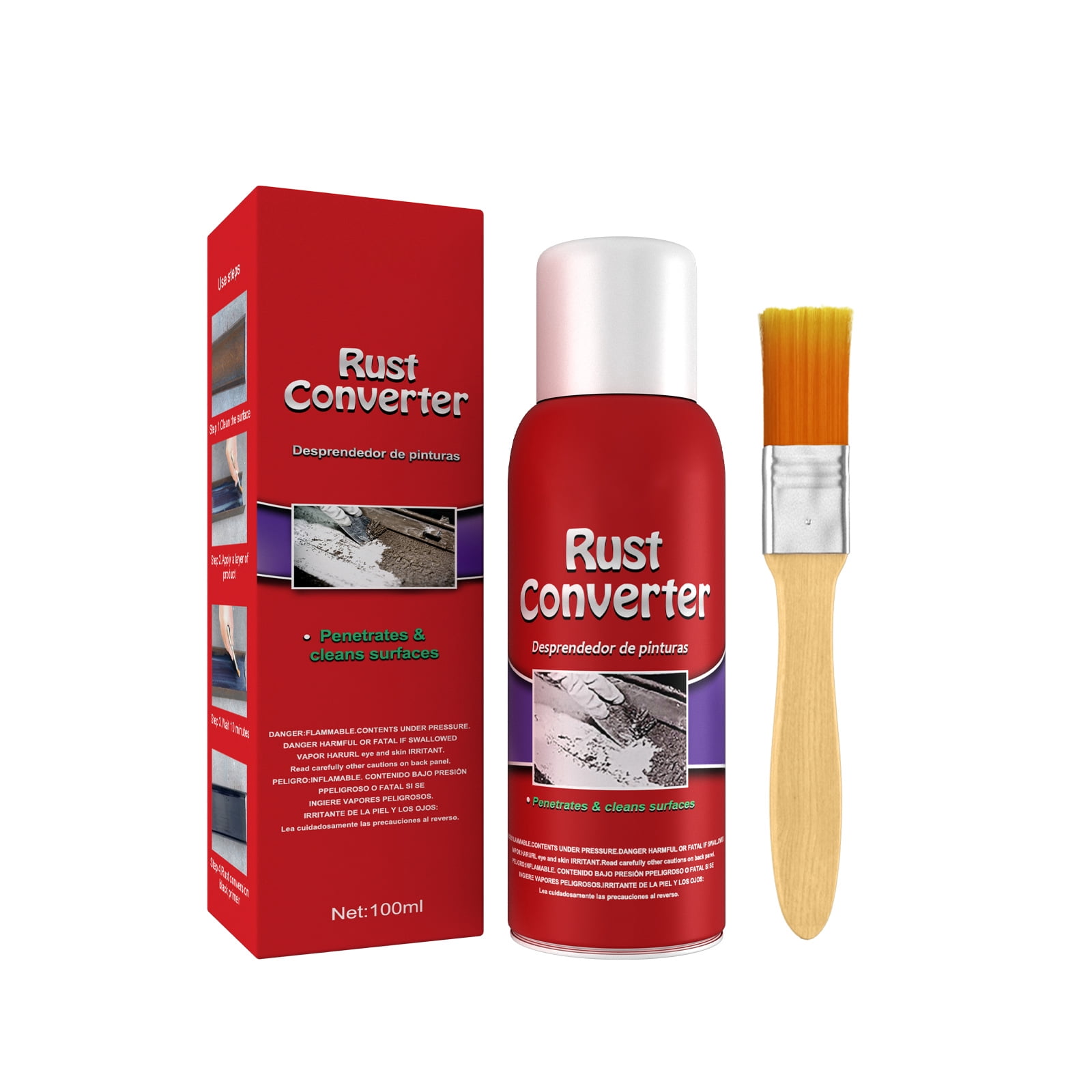 Alvantor Rust Converter, Instantly Convert and Long-Lasting Stops Rust Reformer Spray for Metal, Black, 3.38fl.oz