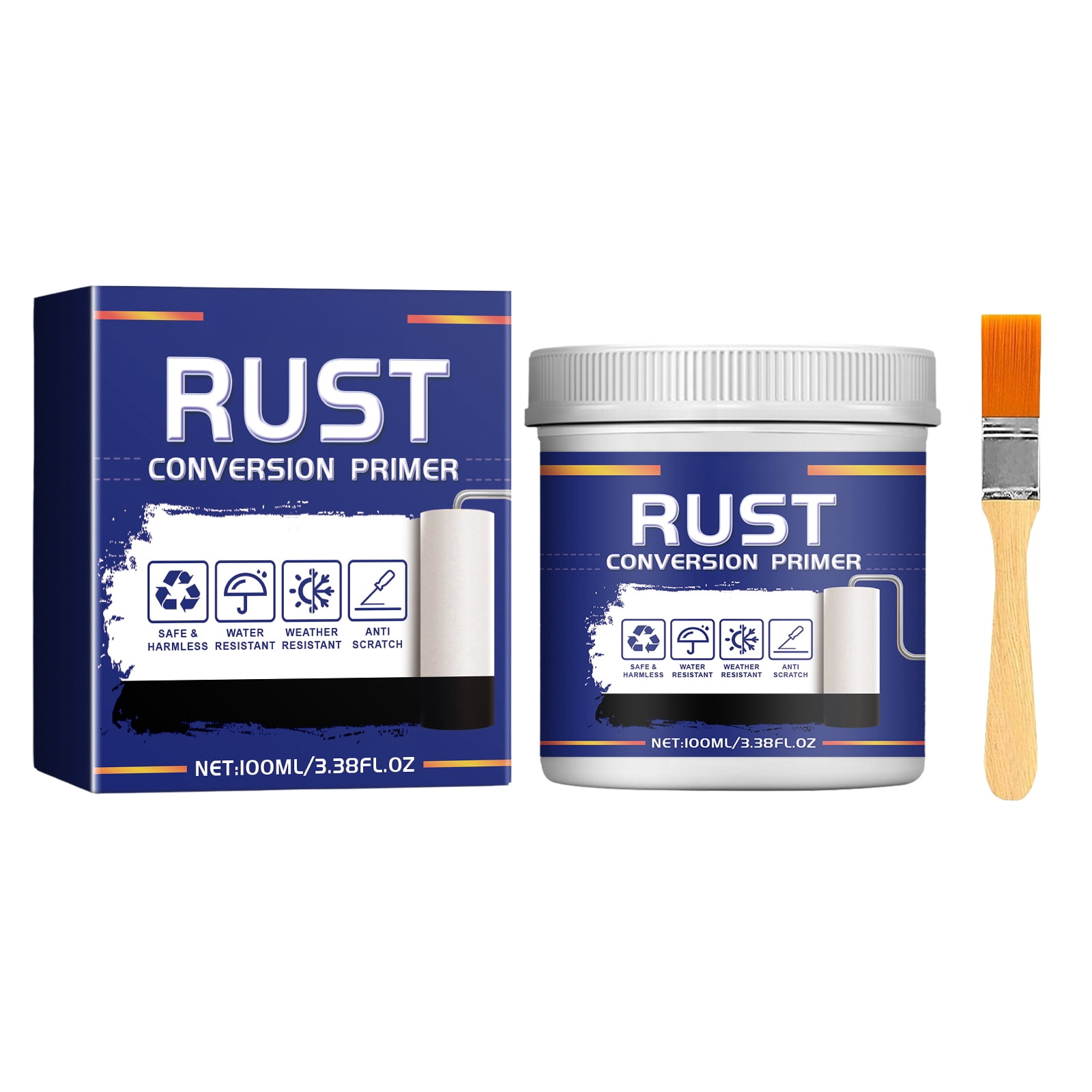 Alvantor Rust Converter & Metal Primer, Water-Based Corrosion Remover for Iron Stair Railings & Brackets, Black
