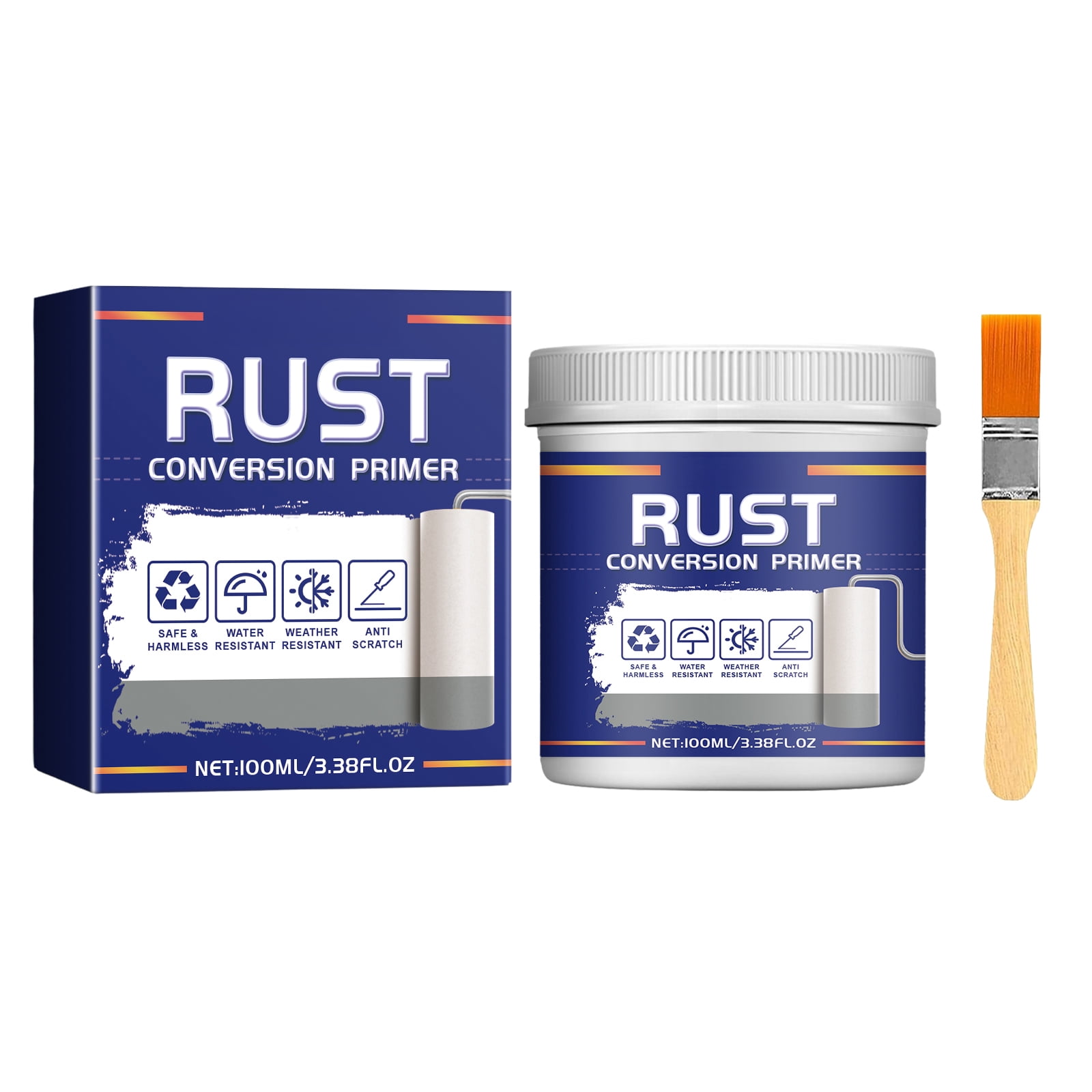 Alvantor Rust Converter & Metal Primer for Iron Railings & Brackets, Water-Based, Gray Finish