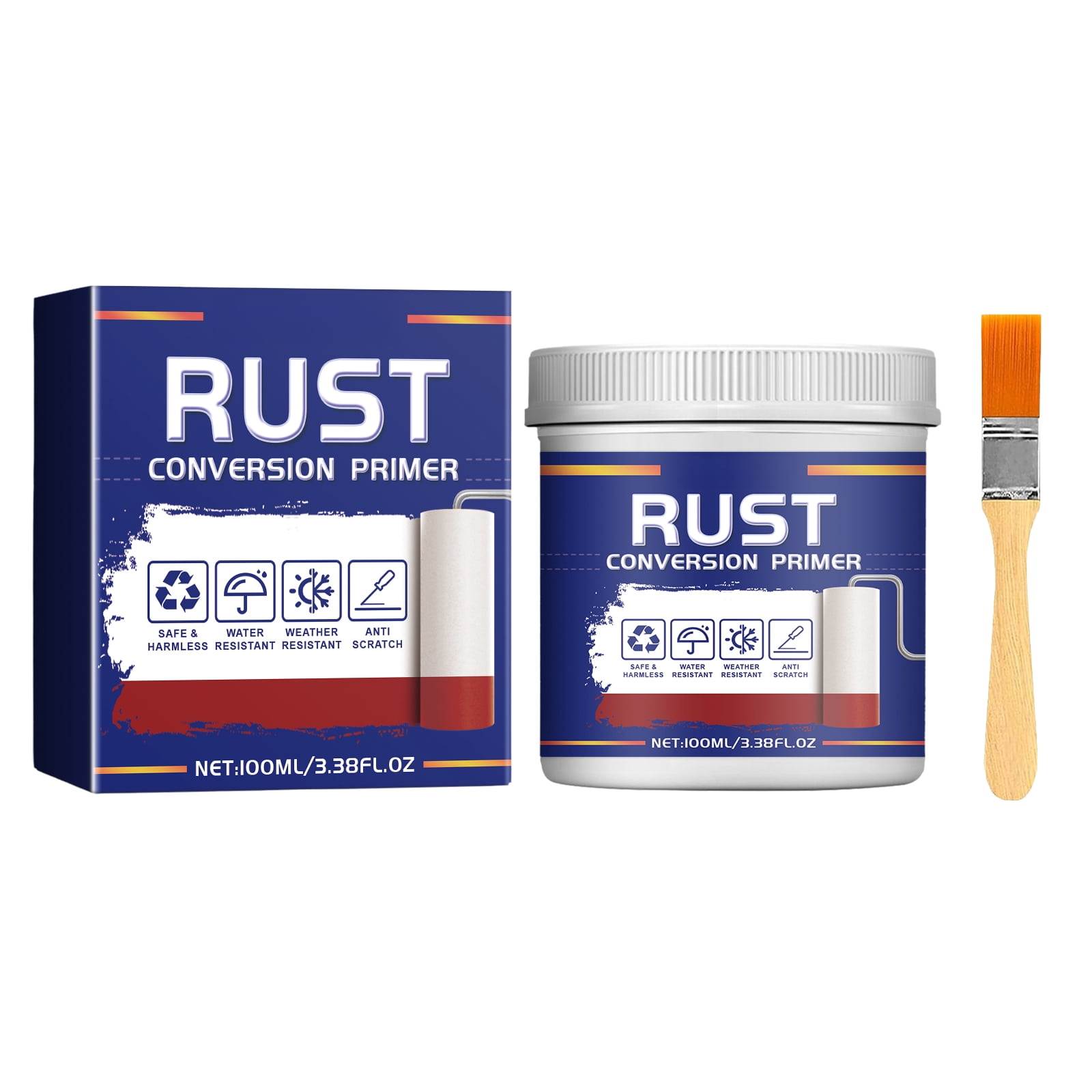 Alvantor Rust Converter & Metal Primer, Water-Based Corrosion Remover for Iron Stair Railings & Brackets, Red